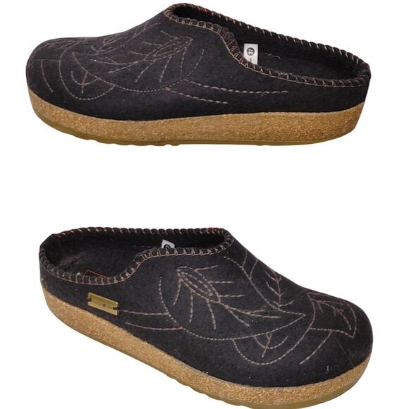Haflinger Spirit Clog Slipper Comfort Shoes Brown Pure Wool Womens EU 37 US 6 - Picture 2 of 5